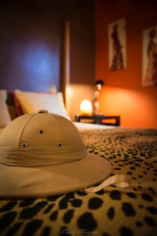 Logez dans la chambre africaine de Colonel MUSTARD sur le thème du Cluedo