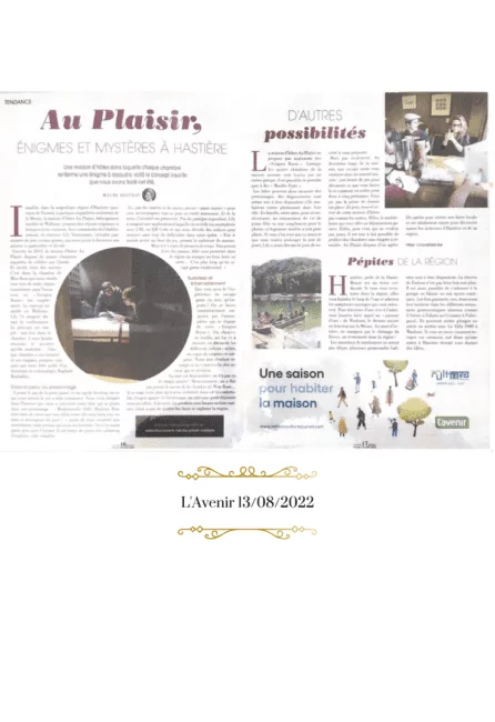Au Plaisir – L’Avenir – 13/08/2022